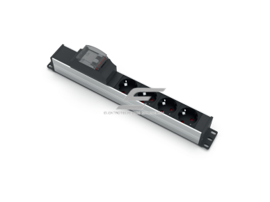 Kištukinių lizdų blokas | montuojamas į skydą | 4xSchuko | su automatiniu jungikliu 2P 16A B | 380mm | juodas/sidabrinis | TEM 14002.1040.000