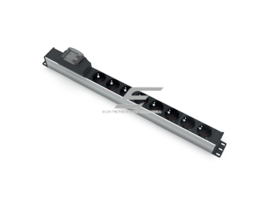 Kištukinių lizdų blokas | montuojamas į skydą | 8xSchuko | su automatiniu jungikliu 2P 16A B | 547mm | juodas sidabrinis | TEM 14002.1080.000