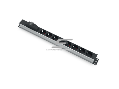 Kištukinių lizdų blokas | montuojamas į skydą | 8xSchuko | su automatiniu jungikliu 1P 16A B | 547mm | juodas/sidabrinis | TEM 14001.1080.000