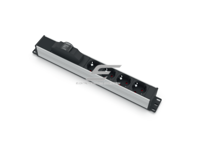 Kištukinių lizdų blokas | montuojamas į skydą | 4xSchuko | su automatiniu jungikliu 1P 16A B | 380mm | juodas/sidabrinis | TEM 14001.1040.000