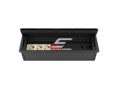 Modulinis kištukinių lizdų | jungčių blokas | dėžutė | montuojamas į baldus | užsidarantis | 16 mod. | 413x112x100mm | antracitas | ESP01-16-04 Modulinis kištukinių lizdų | jungčių blokas | dėžutė | montuojamas į baldus | užsidarantis | 16 mod. | 413x112x100mm | antracitas | ESP01-16-04