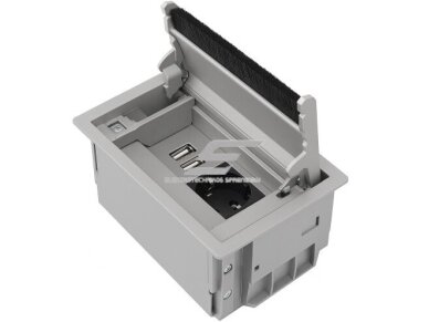 Modulinis kištukinių lizdų | jungčių blokas | dėžutė | montuojamas į baldus | užsidarantis | 5 mod. | 156x98mm | pilkas | ESP01-05-01 Modulinis kištukinių lizdų | jungčių blokas | dėžutė | montuojamas į baldus | užsidarantis | 5 mod. | 156x98mm | pilkas | ESP01-05-01
