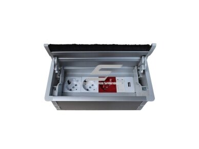 Modulinis kištukinių lizdų | jungčių blokas | dėžutė | montuojamas į baldus | užsidarantis | 8 mod. | 234x112x100mm | pilkas | ESP01-08-01 1 Modulinis kištukinių lizdų | jungčių blokas | dėžutė | montuojamas į baldus | užsidarantis | 8 mod. | 234x112x100mm | pilkas | ESP01-08-01 1