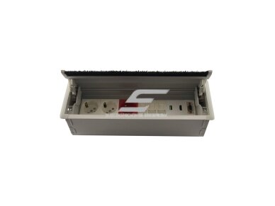 Modulinis kištukinių lizdų | jungčių blokas | dėžutė | montuojamas į baldus | užsidarantis | 12 mod. | 323x112x100mm | pilkas | ESP01-12-01 Modulinis kištukinių lizdų | jungčių blokas | dėžutė | montuojamas į baldus | užsidarantis | 12 mod. | 323x112x100mm | pilkas | ESP01-12-01