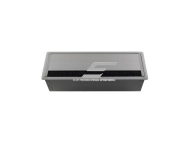 Modulinis kištukinių lizdų | jungčių blokas | dėžutė | montuojamas į baldus | užsidarantis | 12 mod. | 323x112x100mm | pilkas | ESP01-12-01 1