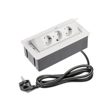 Kontaktligzdu bloks | montējams mēbelēs | aizverams | 3x Schuko | 250x130x73mm | 1,5m kabelis | balts | IP20 | GTV | AE-PBSC3GS-10N | 5902801433733 Kontaktligzdu bloks | montējams mēbelēs | aizverams | 3x Schuko | 250x130x73mm | 1,5m kabelis | balts | IP20 | GTV | AE-PBSC3GS-10N | 5902801433733