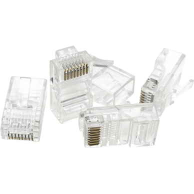 Võrgu pistik | RJ45 ühendus (8P8C) | UTP CAT 5e kaablile | varjestamata | läbiv | läbipaistev 4