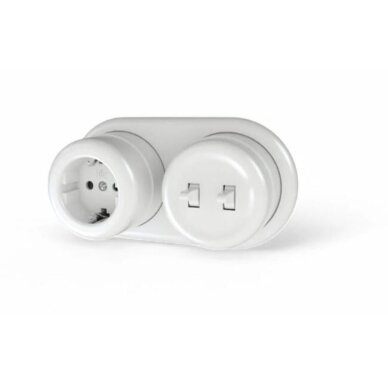 Switch / changeover switch | 2-gang | 10A | 230V | surface-mounted | plastic | retro style | white 1 Switch / changeover switch | 2-gang | 10A | 230V | surface-mounted | plastic | retro style | white 1