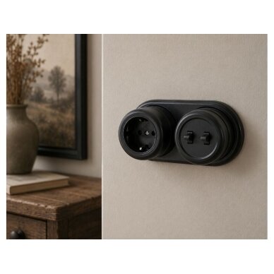 Socket outlet 16A | 230V | 1 gang | surface-mounted | plastic | retro style | black 2 Socket outlet 16A | 230V | 1 gang | surface-mounted | plastic | retro style | black 2