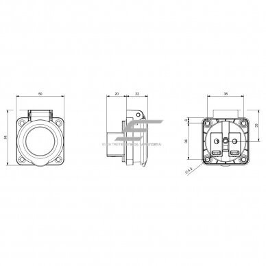Socket outlet | schuko | industrial | flush-mounted | 16A | 250V | 2P+E | with cover | IP54 | Scame | 570.2561 | 8001636301297 1 Socket outlet | schuko | industrial | flush-mounted | 16A | 250V | 2P+E | with cover | IP54 | Scame | 570.2561 | 8001636301297 1