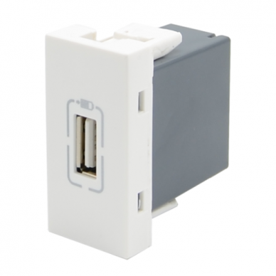 USB-A pesa | 1 koht | 1 moodul | 1100mA | 5V | süvistatav | valge USB-A pesa | 1 koht | 1 moodul | 1100mA | 5V | süvistatav | valge