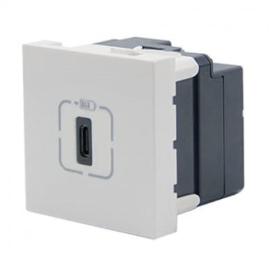 Gniazdo USB-C | 1 pole | 2 moduły | 3000mA | 5V | podtynkowe | białe