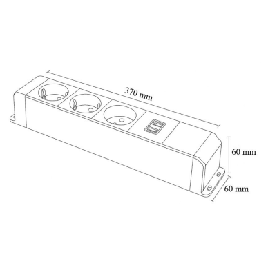 Socket box | surface-mounted | 12 modules | 370x60x60mm | grey 2 Socket box | surface-mounted | 12 modules | 370x60x60mm | grey 2
