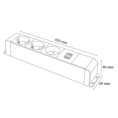 Socket box | surface-mounted | 14 modules | 420x60x60mm | grey 2 Socket box | surface-mounted | 14 modules | 420x60x60mm | grey 2