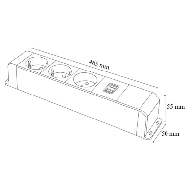 Socket box | surface-mounted | 16 modules | 465x55x50mm | black 2 Socket box | surface-mounted | 16 modules | 465x55x50mm | black 2