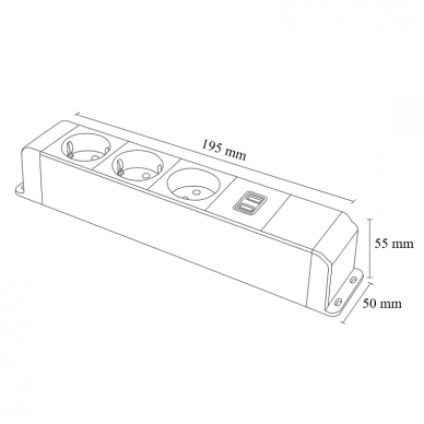 Socket box | surface-mounted | 4 modules | 195x55x50mm | black 2 Socket box | surface-mounted | 4 modules | 195x55x50mm | black 2