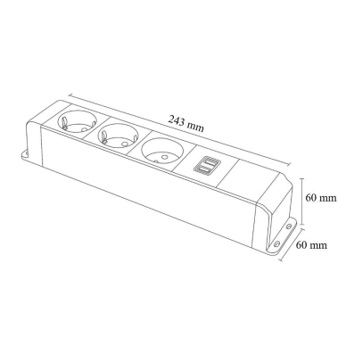 Socket box | surface-mounted | 6 modules | 243x60x60mm | grey 2 Socket box | surface-mounted | 6 modules | 243x60x60mm | grey 2
