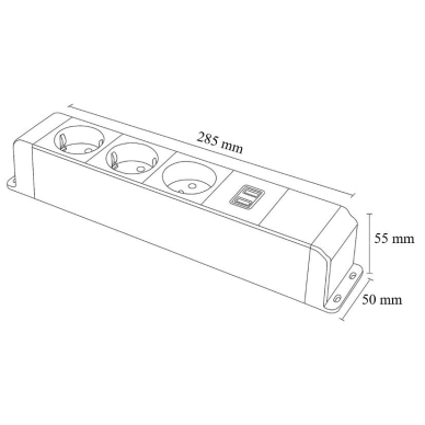 Socket box | surface-mounted | 8 modules | 285x55x50mm | black 2 Socket box | surface-mounted | 8 modules | 285x55x50mm | black 2