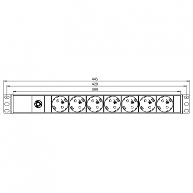 Surface-mounted socket block | 7xschuko | with overload protection and button | TEM 1 Surface-mounted socket block | 7xschuko | with overload protection and button | TEM 1