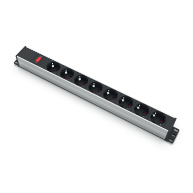 Surface-mounted socket block | 8xschuko | with overload protection and switch | TEM