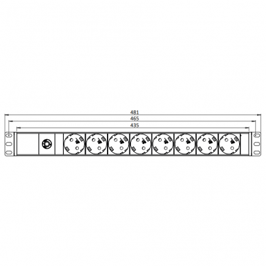 Surface-mounted socket block | 8xschuko | with overload protection and button | TEM 1 Surface-mounted socket block | 8xschuko | with overload protection and button | TEM 1
