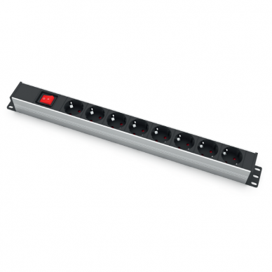 Surface-mounted socket block | 8xSchuko | with switch | TEM