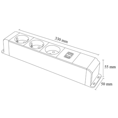 Socket box | surface-mounted | 10 modules | 330x55x50mm | black 2 Socket box | surface-mounted | 10 modules | 330x55x50mm | black 2