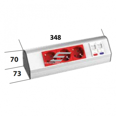 Socket block | surface-mounted | angled | 2xSchuko | 2xUPS | 1xCat6 | 1xCat3 | TEM 1 Socket block | surface-mounted | angled | 2xSchuko | 2xUPS | 1xCat6 | 1xCat3 | TEM 1