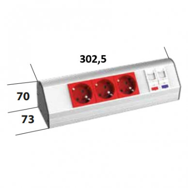 Socket block | surface-mounted | angled | 3xUPS | 1xUSB | 1xCat6 | 1xCat3 | TEM 1 Socket block | surface-mounted | angled | 3xUPS | 1xUSB | 1xCat6 | 1xCat3 | TEM 1