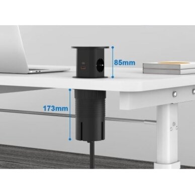 Pop-up Furniture Power Socket | Round | 2xSchuko | 2xUSB-A | 2xUSB-C | 1xWireless Charging Pad | Ø85mm | Black 2 Pop-up Furniture Power Socket | Round | 2xSchuko | 2xUSB-A | 2xUSB-C | 1xWireless Charging Pad | Ø85mm | Black 2