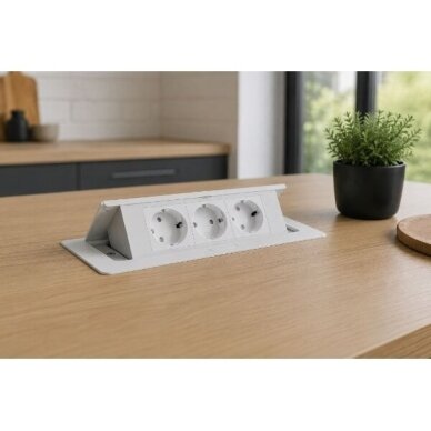 Kontaktligzdu bloks | montējams mēbelēs | aizverams | 3x Schuko | 250x130x73mm | 1,5m kabelis | balts | IP20 | GTV | AE-PBSC3GS-10N | 5902801433733 2 Kontaktligzdu bloks | montējams mēbelēs | aizverams | 3x Schuko | 250x130x73mm | 1,5m kabelis | balts | IP20 | GTV | AE-PBSC3GS-10N | 5902801433733 2