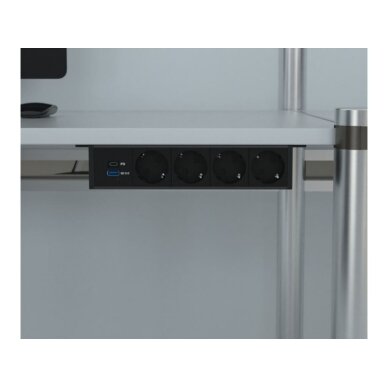 Socket outlet block | under-desk mounting | 4xSchuko | 1xUSB-C | 1xUSB-A | 1xHDMI | 1xRJ45 | 317x53mm | black 2