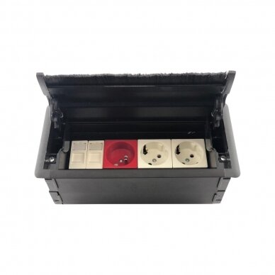 Puszka gniazd | do montażu w meblach | 8 modułów | 234x112x100mm | czarny Puszka gniazd | do montażu w meblach | 8 modułów | 234x112x100mm | czarny