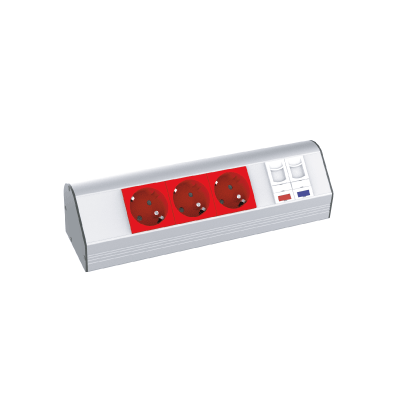 Socket block | surface-mounted | angled | 2xUPS | 1xCat6 | 1xCat3 | TEM Socket block | surface-mounted | angled | 2xUPS | 1xCat6 | 1xCat3 | TEM