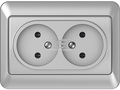 Kištukinis lizdas | 2 vietų | be įžeminimo | su rėmeliu | 16A | potinkinis | IP20 | metalo spalvos | Vilma | SL250 | RP16-020 | 4779101119473