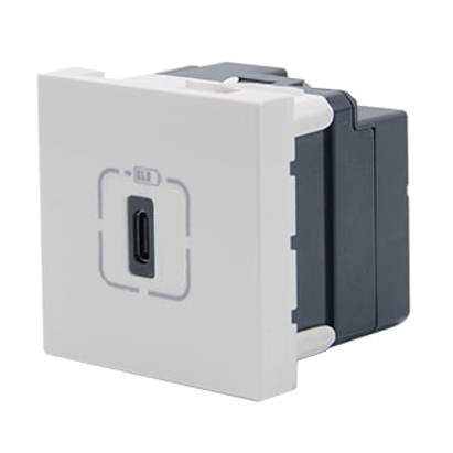 Gniazdo USB-C | 1 pole | 2 moduły | 3000mA | 5V | podtynkowe | białe Gniazdo USB-C | 1 pole | 2 moduły | 3000mA | 5V | podtynkowe | białe