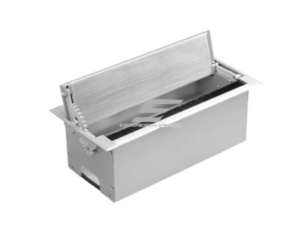 Kištukinių lizdų blokas | montuojamas į baldus | 3xSchuko | 300x145x130mm | sidabrinis | IP21 1