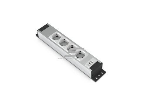 Kištukinių lizdų blokas | montuojamas į skydą | 4xSchuko | 2xUSB | sidabrinis | TEM 14200.1040.110 Kištukinių lizdų blokas | montuojamas į skydą | 4xSchuko | 2xUSB | sidabrinis | TEM 14200.1040.110