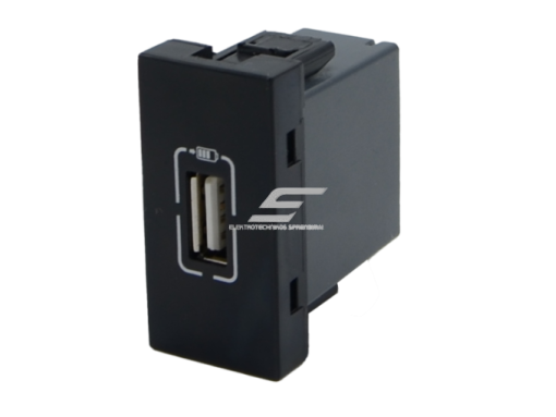 Modulinė jungtis | įmontuojama | 1xUSB-A | 1100mA | 5V | 22,5x22,5mm | juoda | ESP08-01-02 Modulinė jungtis | įmontuojama | 1xUSB-A | 1100mA | 5V | 22,5x22,5mm | juoda | ESP08-01-02