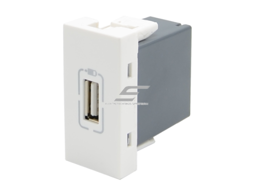 Modulinė jungtis | įmontuojama | 1xUSB-A | 1100mA | 5V | 22,5x22,5mm | balta | ESP08-01-03