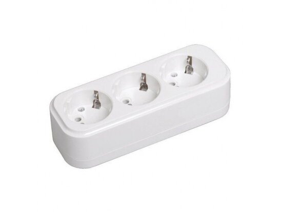 Kištukinis lizdas | 3xSchuko | 16A | 250V | su įžeminimu | atsparus UV | baltas | IP20 | IEK | 3981