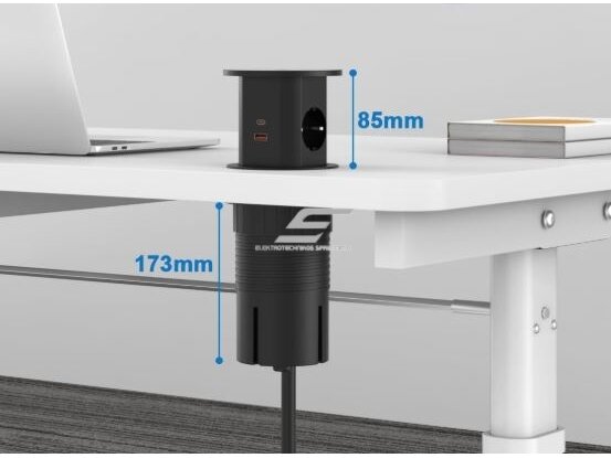 Kištukinių lizdų blokas | montuojamas į baldus | apvalus | 2xSchuko | 2xUSB-A | 2xUSB-C | 1xBelaidė įkrovimo stotelė | Ø85mm | baltas 2 Kištukinių lizdų blokas | montuojamas į baldus | apvalus | 2xSchuko | 2xUSB-A | 2xUSB-C | 1xBelaidė įkrovimo stotelė | Ø85mm | baltas 2