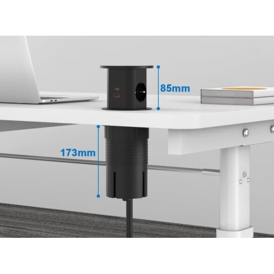 Pop-up Furniture Power Socket | Round | 2xSchuko | 2xUSB-A | 2xUSB-C | 1xWireless Charging Pad | Ø85mm | White 2 Pop-up Furniture Power Socket | Round | 2xSchuko | 2xUSB-A | 2xUSB-C | 1xWireless Charging Pad | Ø85mm | White 2