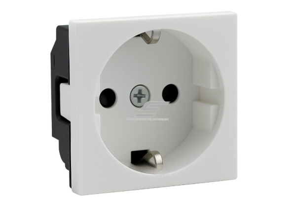 Modulinis kištukinis lizdas | su įžeminimu | įmontuojamas | 1xSchuko | 16A | 45x45mm | baltas | ESP06-02-03 Modulinis kištukinis lizdas | su įžeminimu | įmontuojamas | 1xSchuko | 16A | 45x45mm | baltas | ESP06-02-03