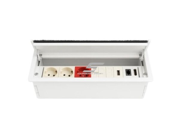 Modulinis kištukinių lizdų | jungčių blokas | dėžutė | montuojamas į baldus | užsidarantis | 12 mod. | 323x112x100mm | juodas | ESP01-12-02 Modulinis kištukinių lizdų | jungčių blokas | dėžutė | montuojamas į baldus | užsidarantis | 12 mod. | 323x112x100mm | juodas | ESP01-12-02