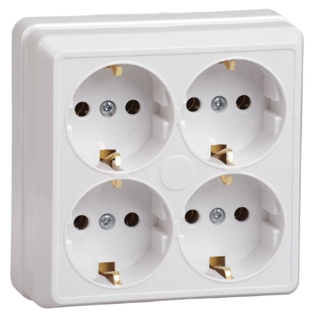 Socket outlet | 4-gang | with earthing | 16A | surface-mounted | IP20 | white | Oktava | ERO41-K01-16-DC | 4606056254785 Socket outlet | 4-gang | with earthing | 16A | surface-mounted | IP20 | white | Oktava | ERO41-K01-16-DC | 4606056254785