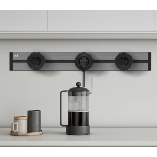 Розетки на рейке | накладные | 3xschuko | 8000Вт | 350x86x21мм | серый 1