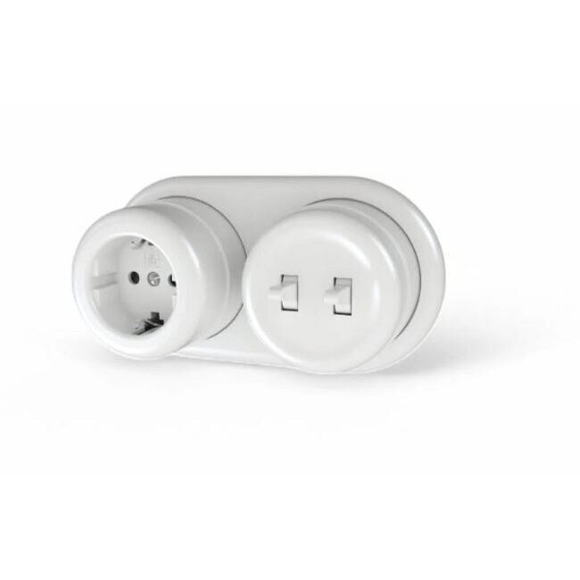 Switch / changeover switch | 2-gang | 10A | 230V | surface-mounted | plastic | retro style | white 1 Switch / changeover switch | 2-gang | 10A | 230V | surface-mounted | plastic | retro style | white 1