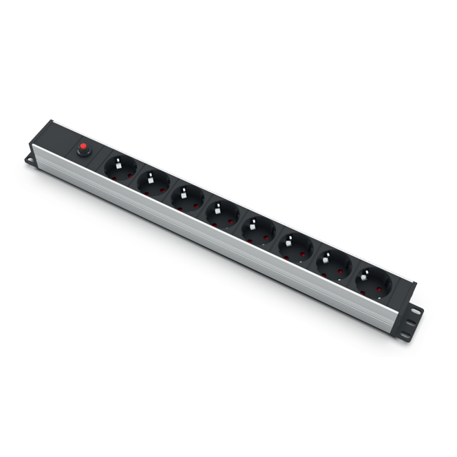 Surface-mounted socket block | 8xschuko | with overload protection and button | TEM Surface-mounted socket block | 8xschuko | with overload protection and button | TEM