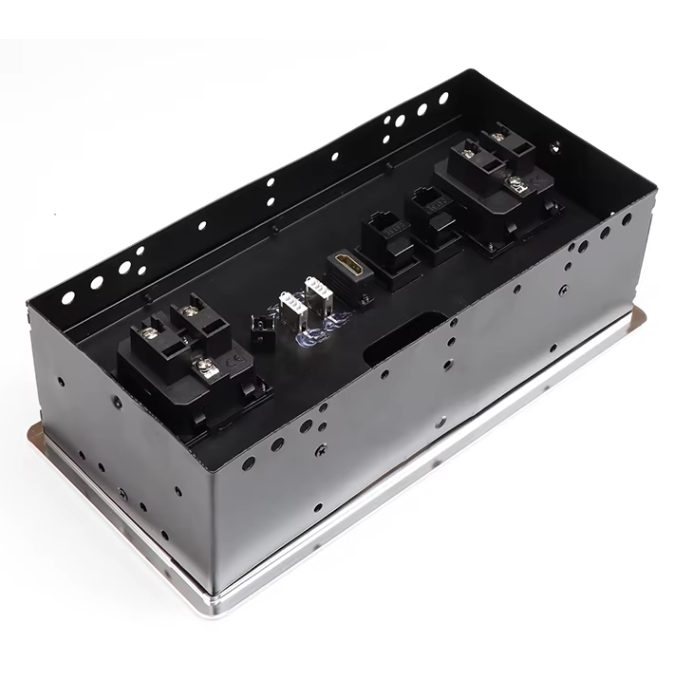 Wpuszczany blok gniazd blatowych | z pokrywą | USB + 2 gniazda | IP20 | obudowa aluminiowa | uniwersalny | srebrny 2 Wpuszczany blok gniazd blatowych | z pokrywą | USB + 2 gniazda | IP20 | obudowa aluminiowa | uniwersalny | srebrny 2